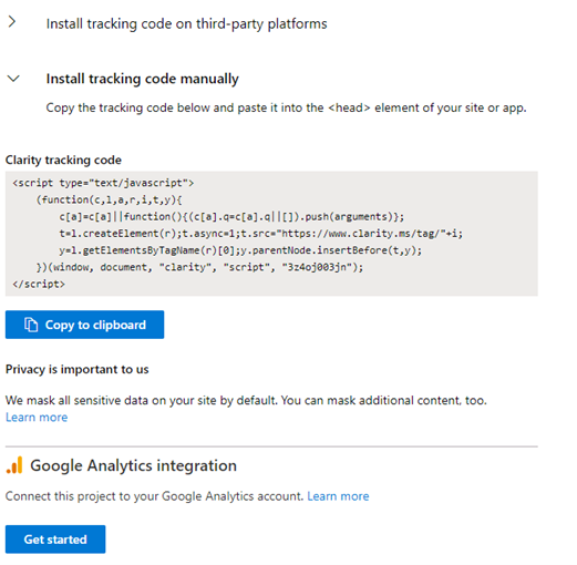 Microsoft Clarity Tracking Code